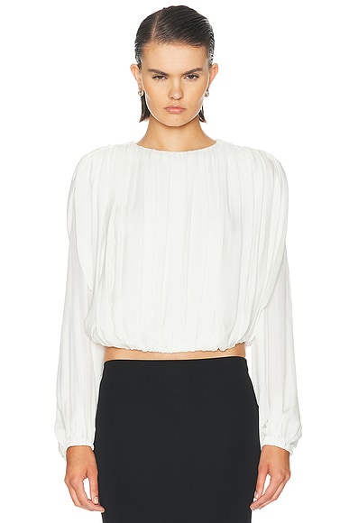SIMKHAI Frida Long Sleeve Top in Ivory