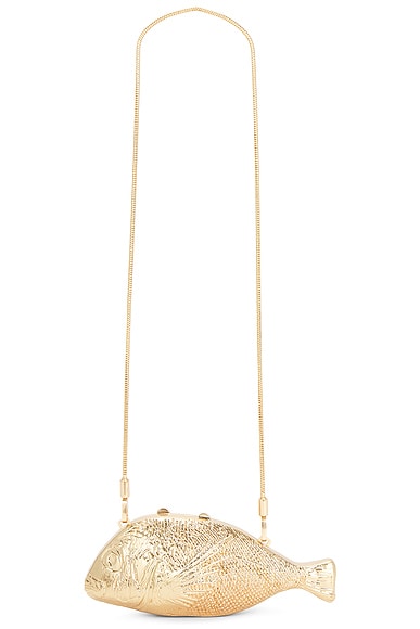 SIMKHAI Splash Metal Clutch in Gold