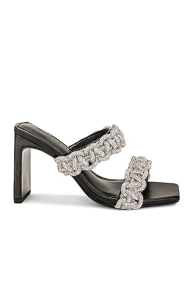 Simkhai Walker Crystal-embellished Cord And Leather Mules In Black Silver