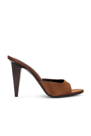 Sky Mule in Brown Satin