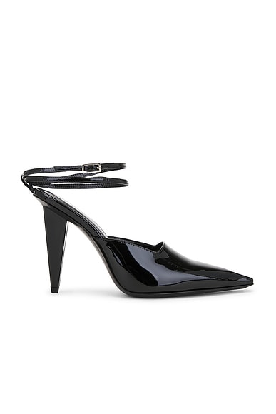 Jude Sky Pointy Mule in Black Leather
