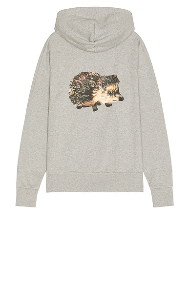 JW Anderson Prickly Back Print Hoodie in Light Grey Melange