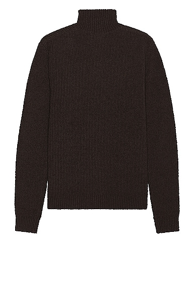 Shop Jw Anderson Boucle Henley Jumper In Brown
