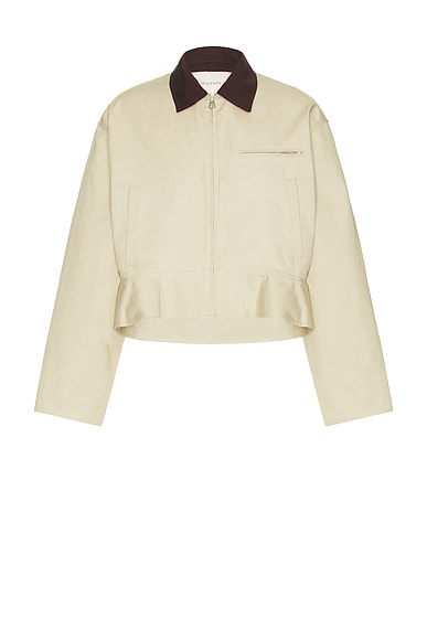 JW Anderson Curved Hem Workwear Jacket in Nougat & Chocolate