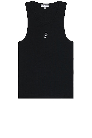 JW Anderson Anchor Embroidery Tank Top in Black