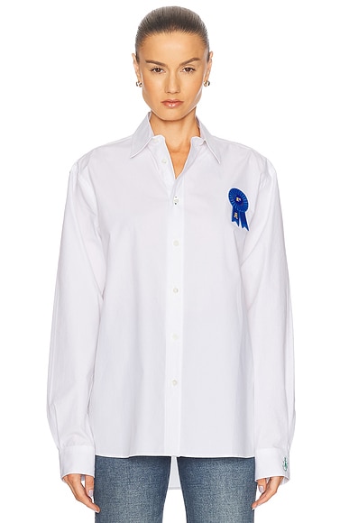 JW Anderson Rosette Patch Classic Shirt in White