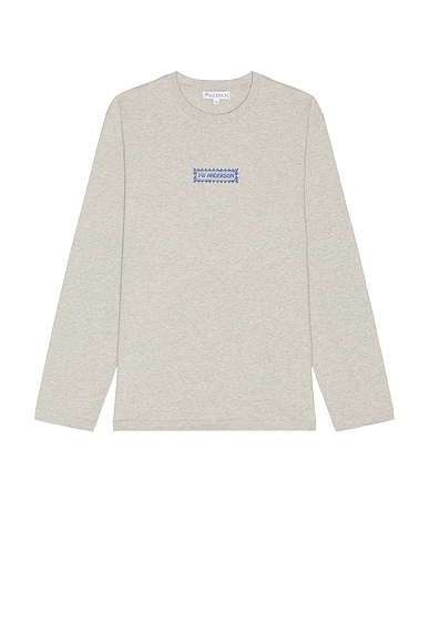JW Anderson Back Print Long Sleeve T-Shirt in Light Grey Melange