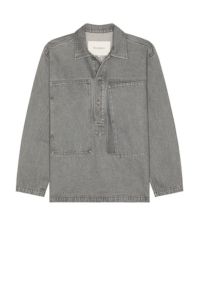 JW Anderson Patch Pocket Rugby Shirt in Light Grey