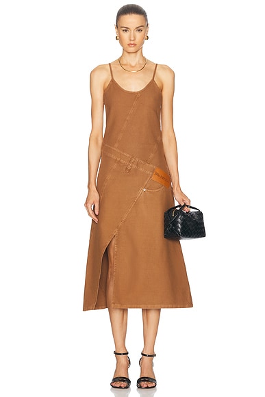 JW Anderson Twisted Strappy Dress in Caramel