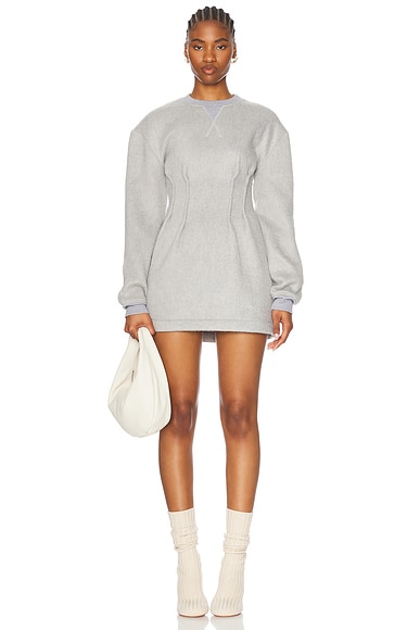 JW Anderson Long Sleeve Hourglass Dress in Light Grey