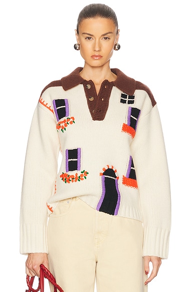 JW Anderson House Polo Jumper in Flax
