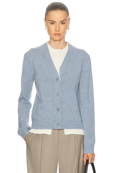 JW Anderson Contrast Layered Cardigan in Blue Melange
