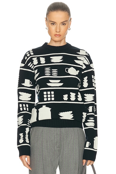 JW Anderson Crockery Jacquard Jumper in Black & White