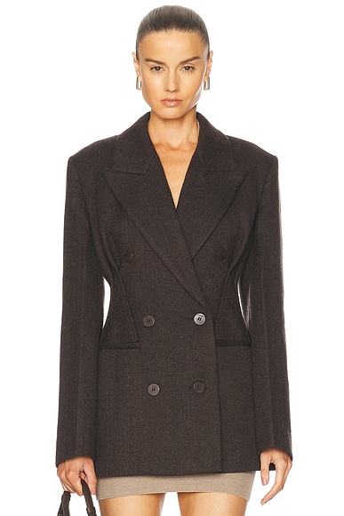 JW Anderson Hourglass Double Breasted Blazer in Brown | FWRD