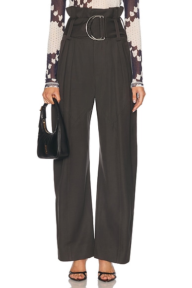 JW Anderson Gathered D Ring Trouser in Charcoal
