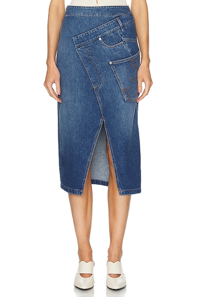 JW Anderson Twisted Midi Skirt in Light Blue