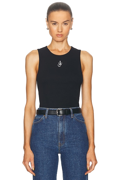 Helmut Lang Mesh Logo Tank Top in Black | FWRD