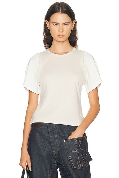 JW Anderson Double Layered T-Shirt in Limestone & Off White