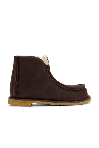 JW Anderson Ankle Boot in Chocolate & Mrn Beige