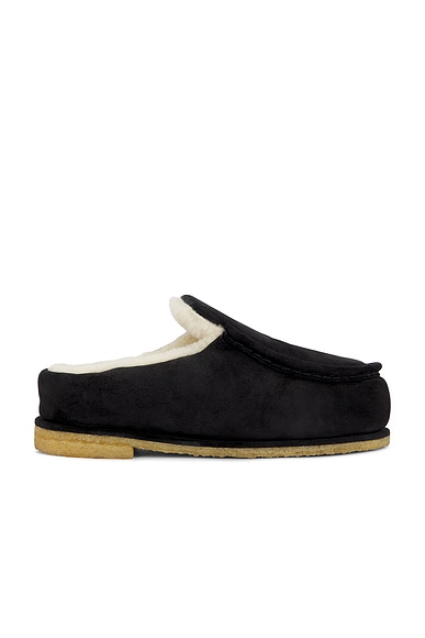 JW Anderson Flat Mule in Black & Mrn Beige