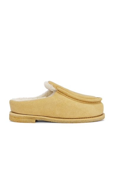 JW Anderson Flat Mule in Mustaza & Mrn Beige