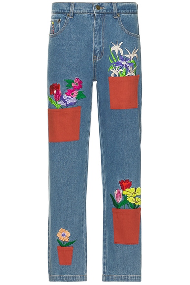 KidSuper Flower Pots Denim Jeans in Blue