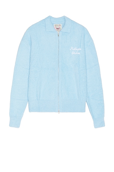 KidSuper Fuzzy Zip Up in Baby Blue