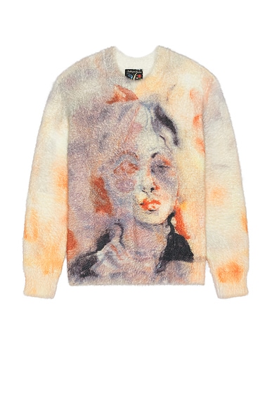 KidSuper Watercolor Face Mohair Sweater in Multi