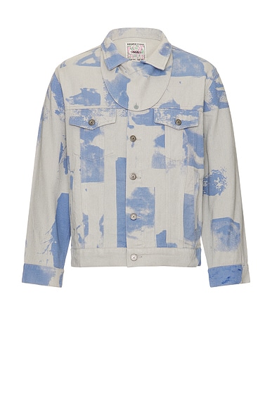 KidSuper Faces Collage Denim Jacket in Light Gray