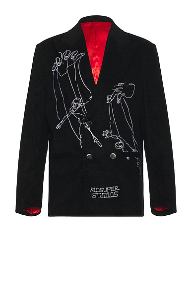 KidSuper String Puppets Suit Top in Black