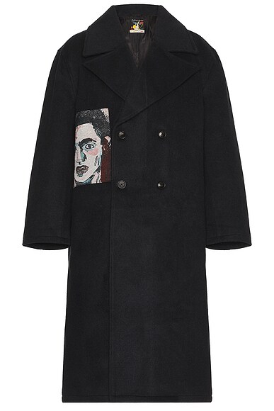 Jacquard Patches Wool Overcoat