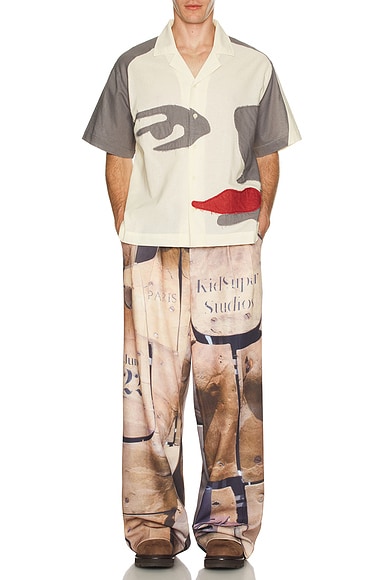 Patchwork Face Linen Camp Shirt