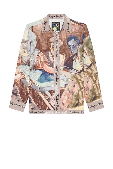 KidSuper Dominos Printed Button Up Shirt in Multi
