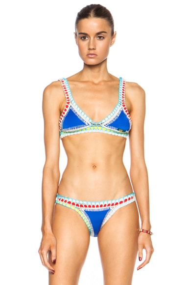 KIINI Tuesday Poly-Blend Bikini Top in Royal Multi FWRD.