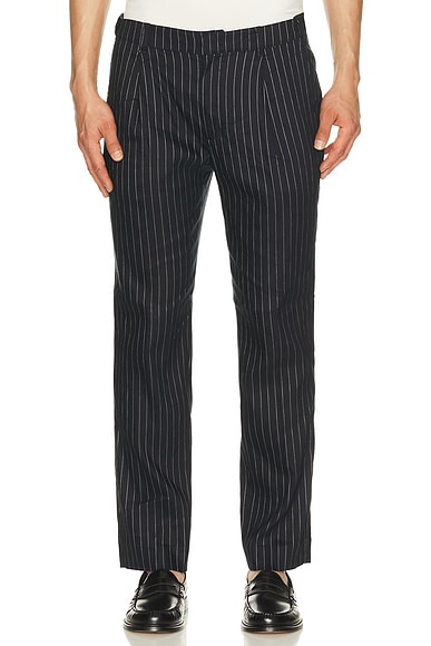 Khalhon Daisy Stripe Linen Trousers in Navy