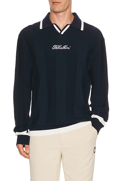 V Tipped Varsity Knit Pullover Polo