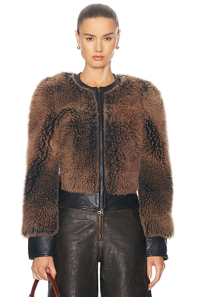 RTA Saffron Fur Coat in Feline FWRD