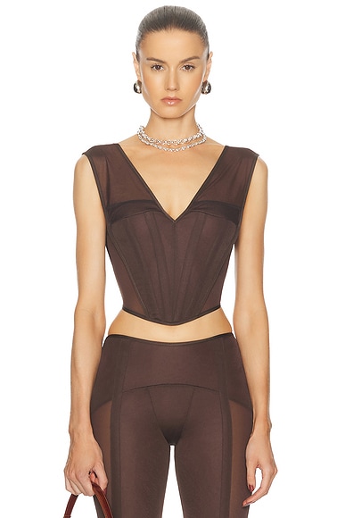 KNWLS Grace Bustier Top in Brown