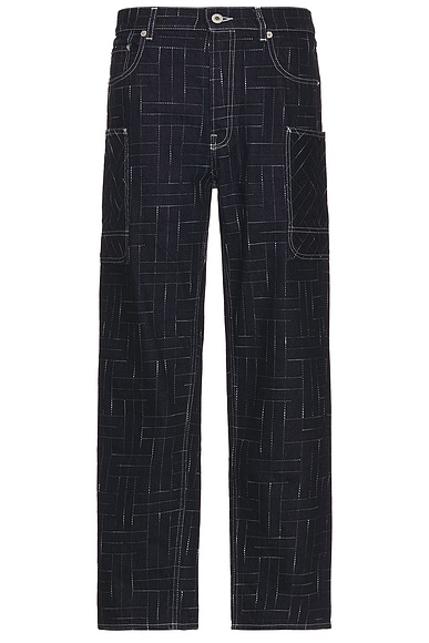 Kenzo Weave Cargo Monkey Fit Jeans in Rinse Blue Denim