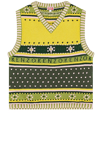Kenzo Fairisle Vest in Green