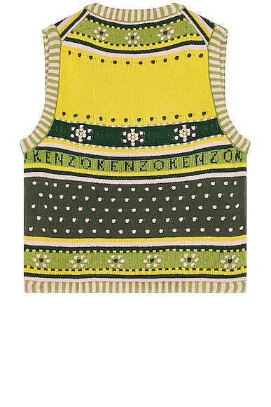 Shop Kenzo Fairisle Vest In Green