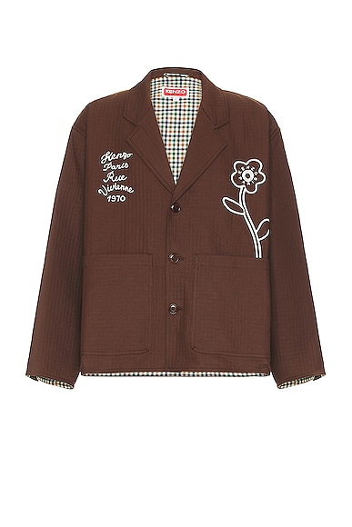 Kenzo Rue Vivienne 1970 Workwear Jacket In Dark Brown