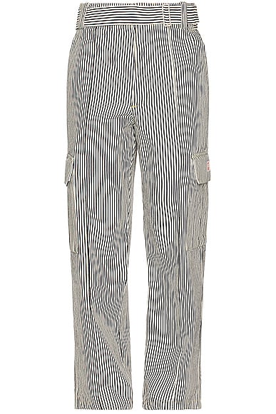 Kenzo Striped Army Straight Jeans in Rinse Blue