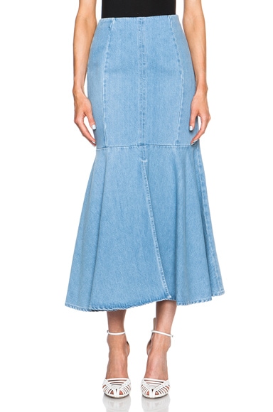 Kenzo Stone Washed Denim Flounce Skirt in Sky Blue | FWRD