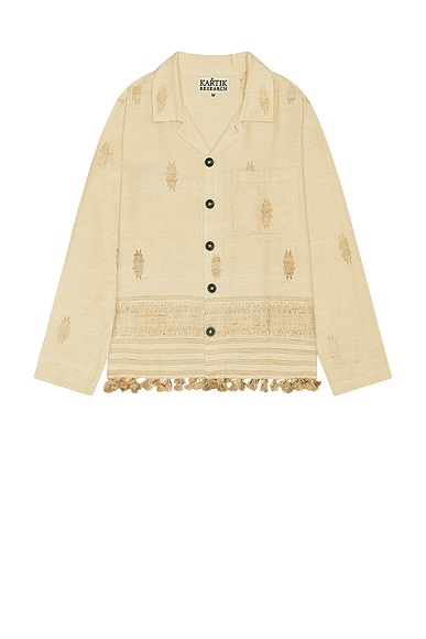 Kartik Research Cropped Jacket in Gold & Ecru