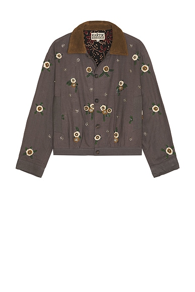 Kartik Research Pleated Jacket in Grey, Emerald, Teak, & Gold