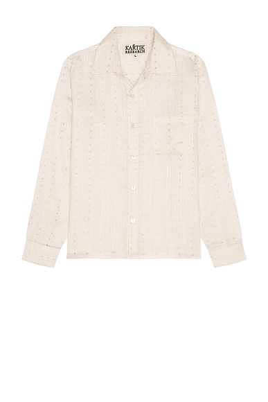 Kartik Research Box Shirt Long Sleeve in White & Gold