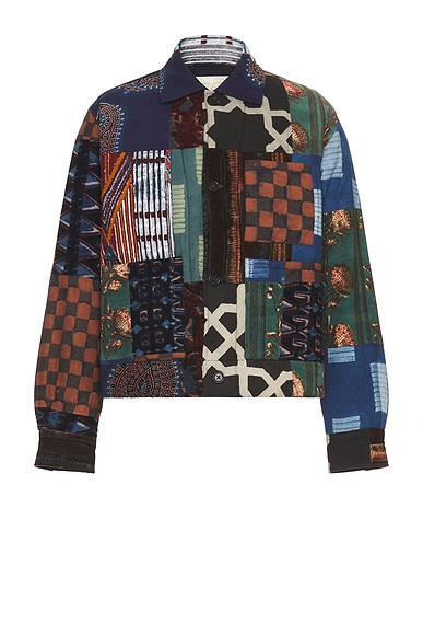Craig Green Vibrating Floral Line Stitch Worker Jacket in Purple FWRD
