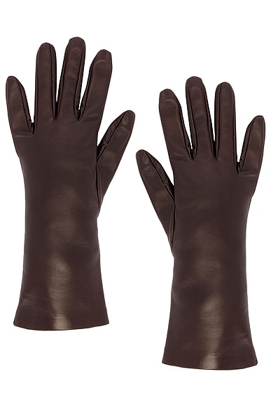 KHAITE Remo Mid Gloves in Brown