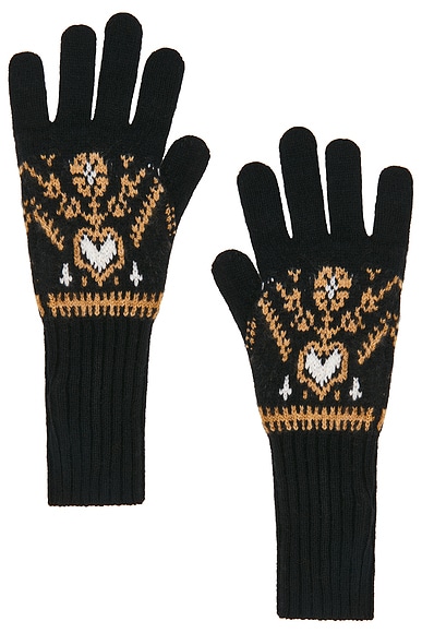 KHAITE Domini Glove in Black & Camel Multi